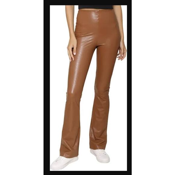 Commando High Rise Flared Faux Leather Pull On Pants Brown Tan Women’s Medium - Picture 1 of 5